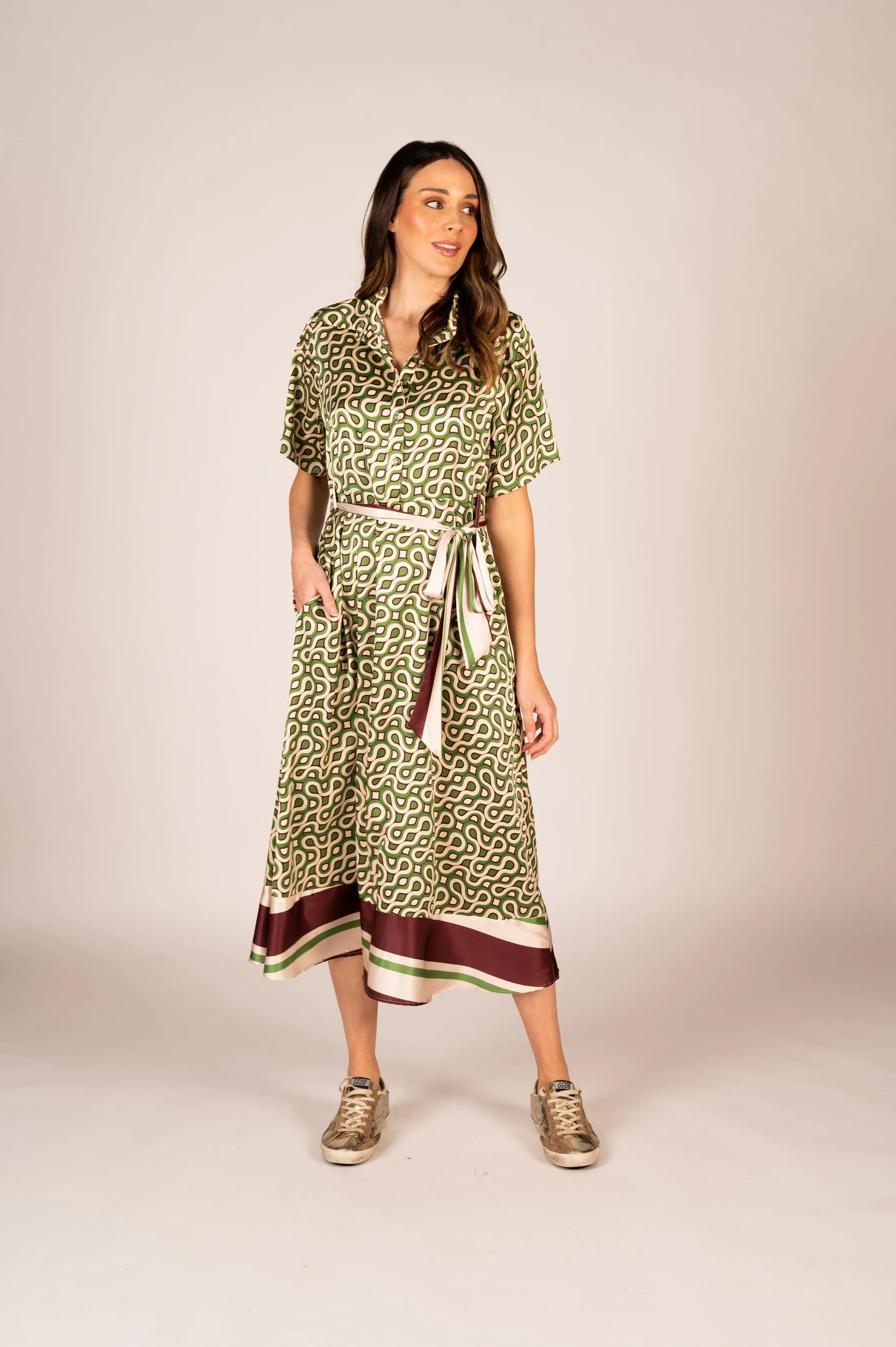Alessia Shirt Dress - retro border