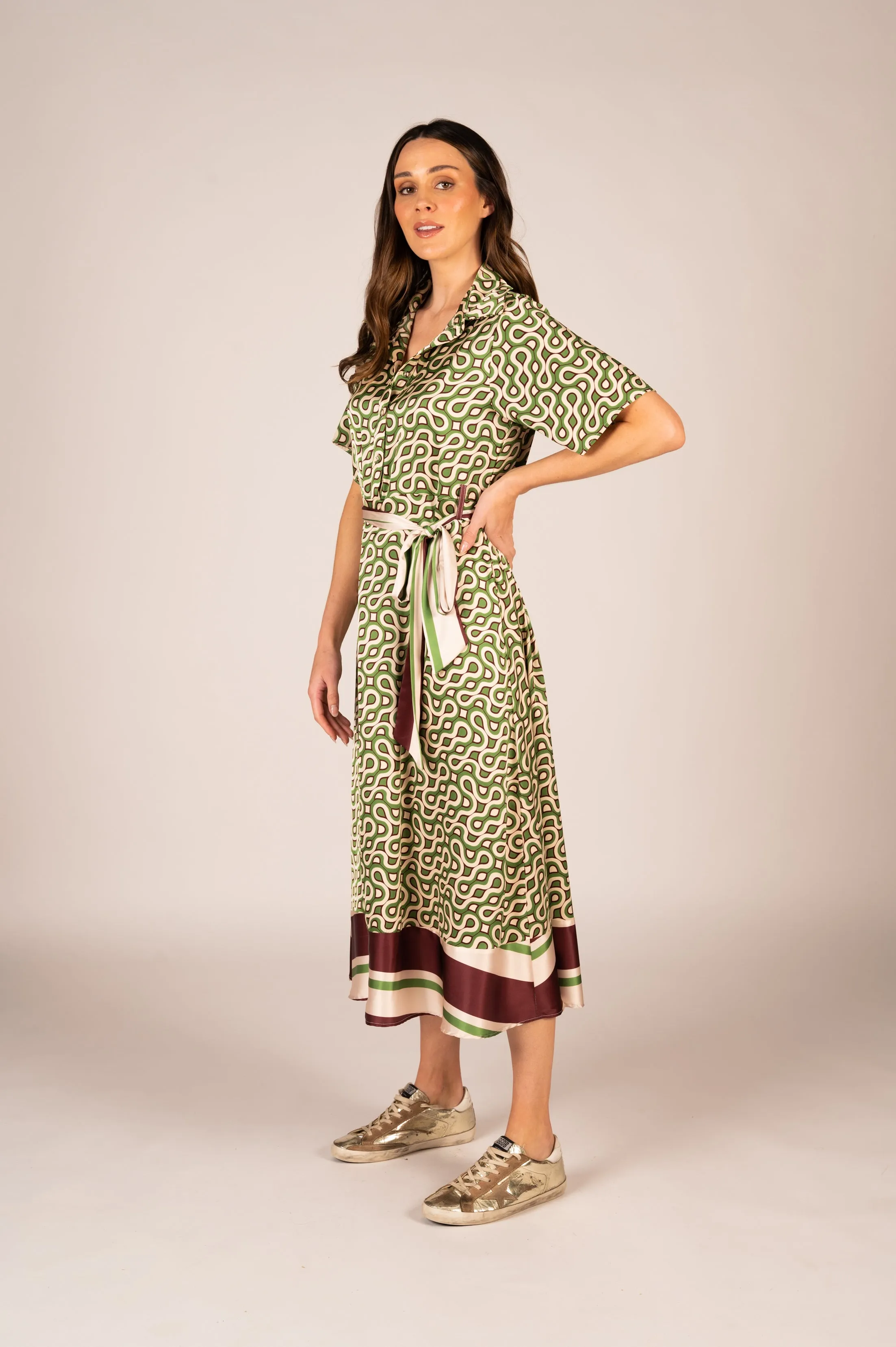 Alessia Shirt Dress - retro border