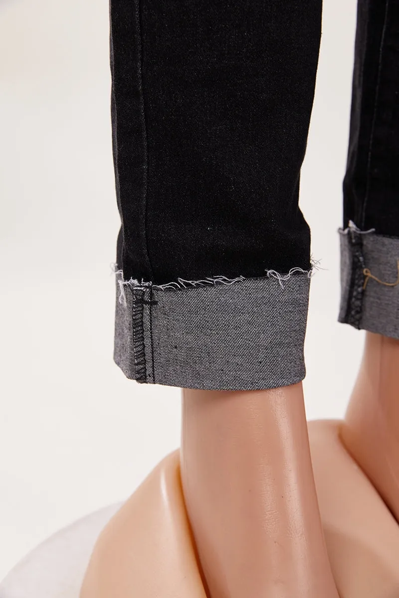Asymmetrical Zip Ripped Knee Jeans(S-2XL)