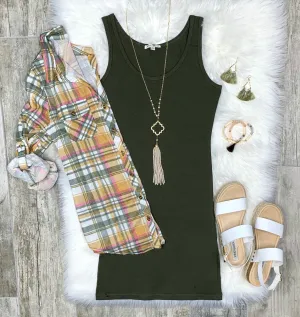 Basic Tank Dress - Olive