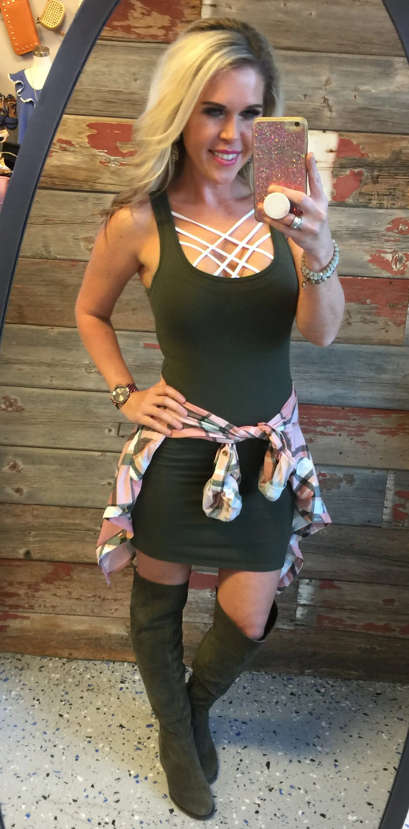 Basic Tank Dress - Olive