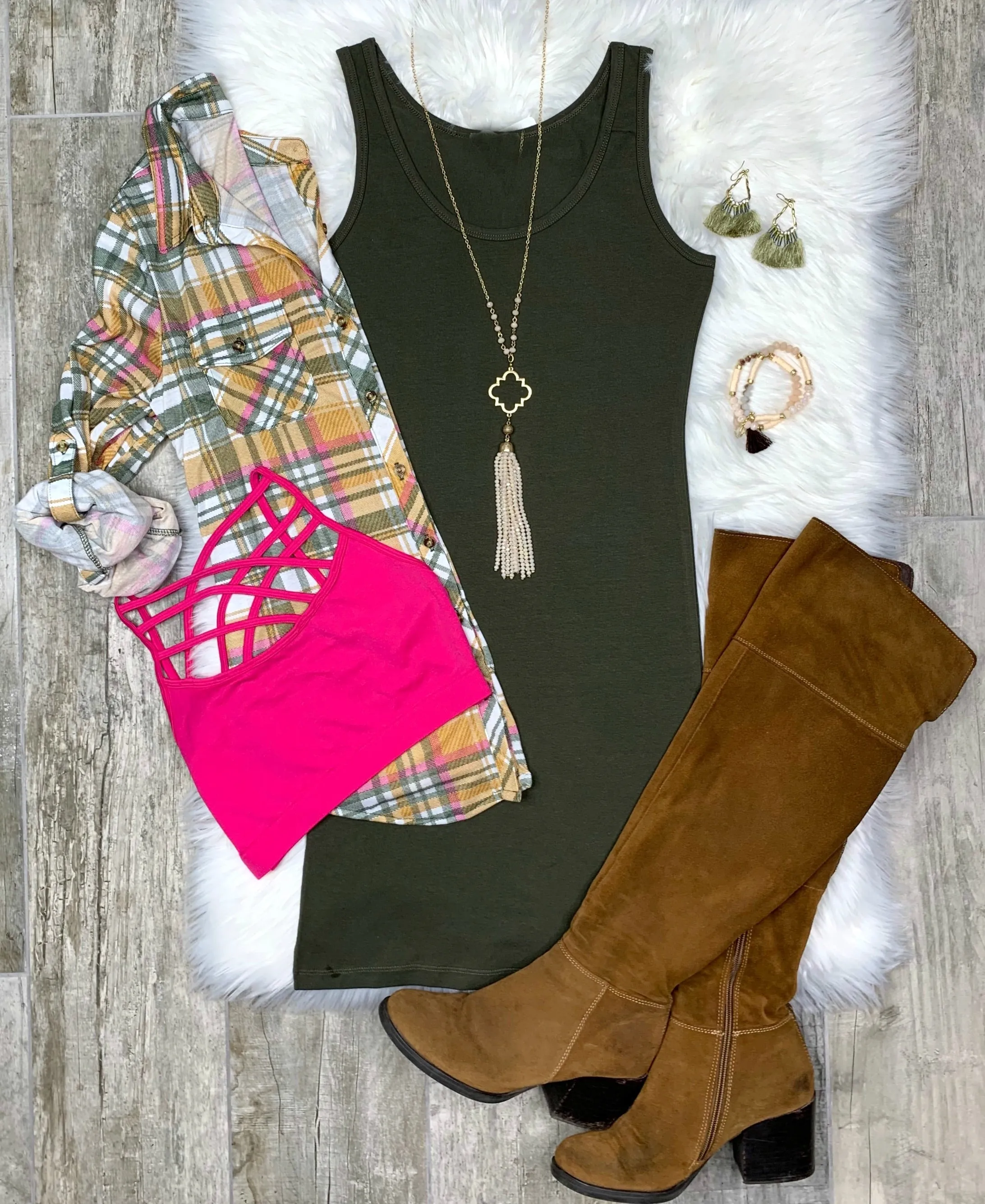 Basic Tank Dress - Olive