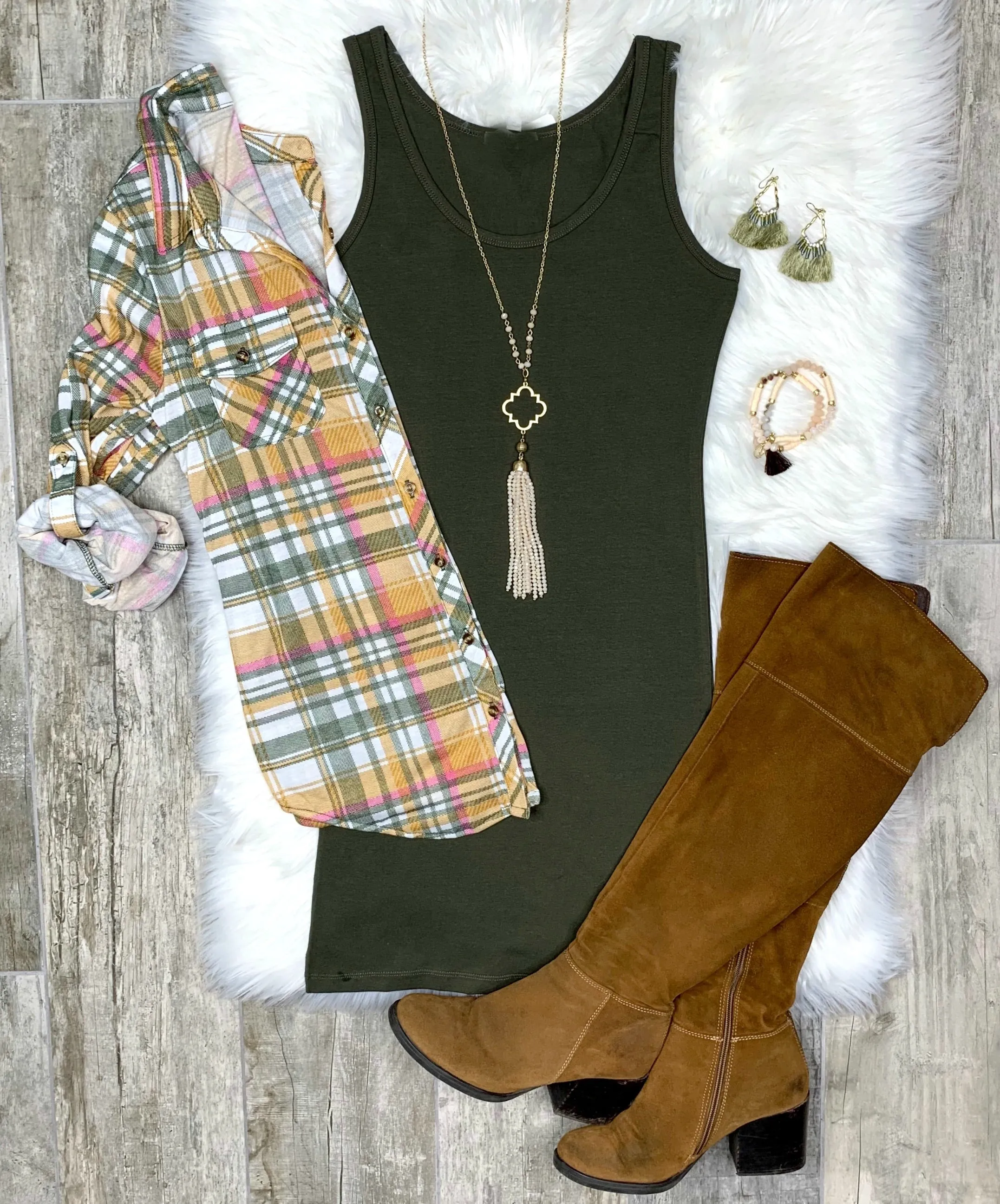 Basic Tank Dress - Olive