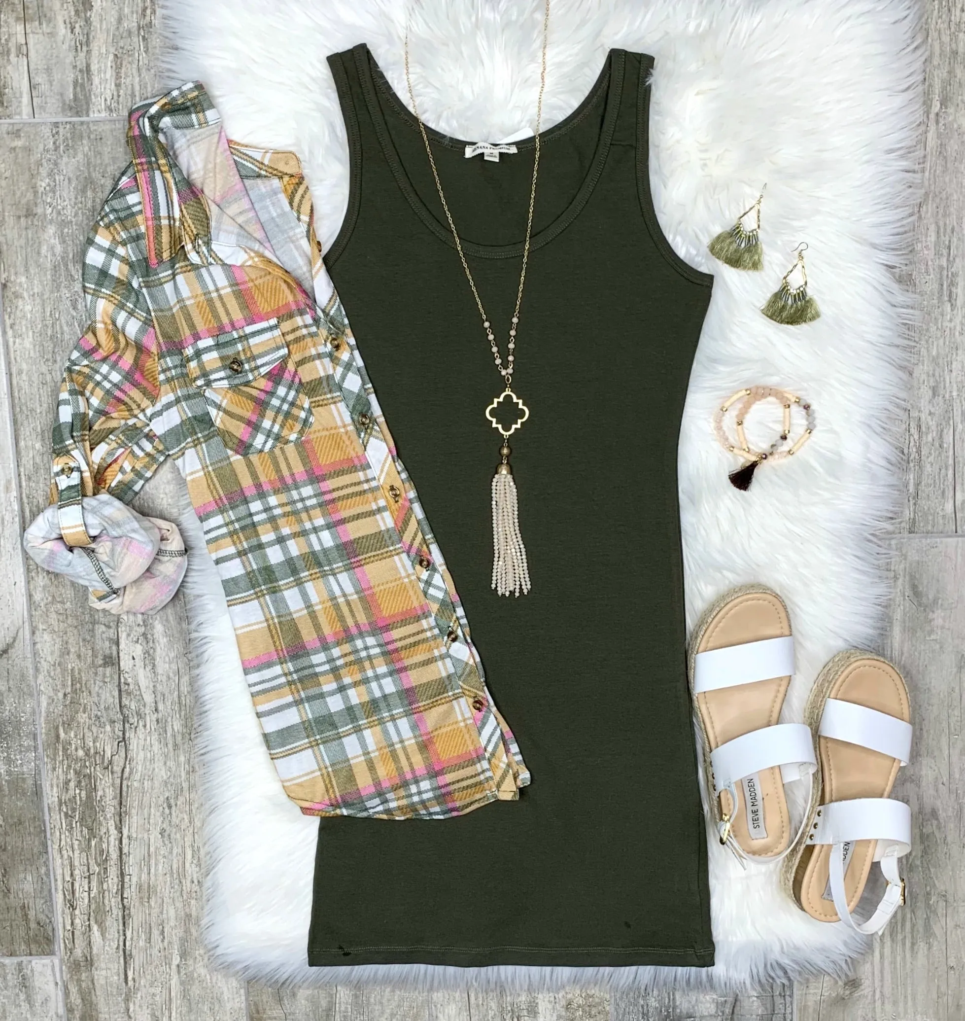 Basic Tank Dress - Olive
