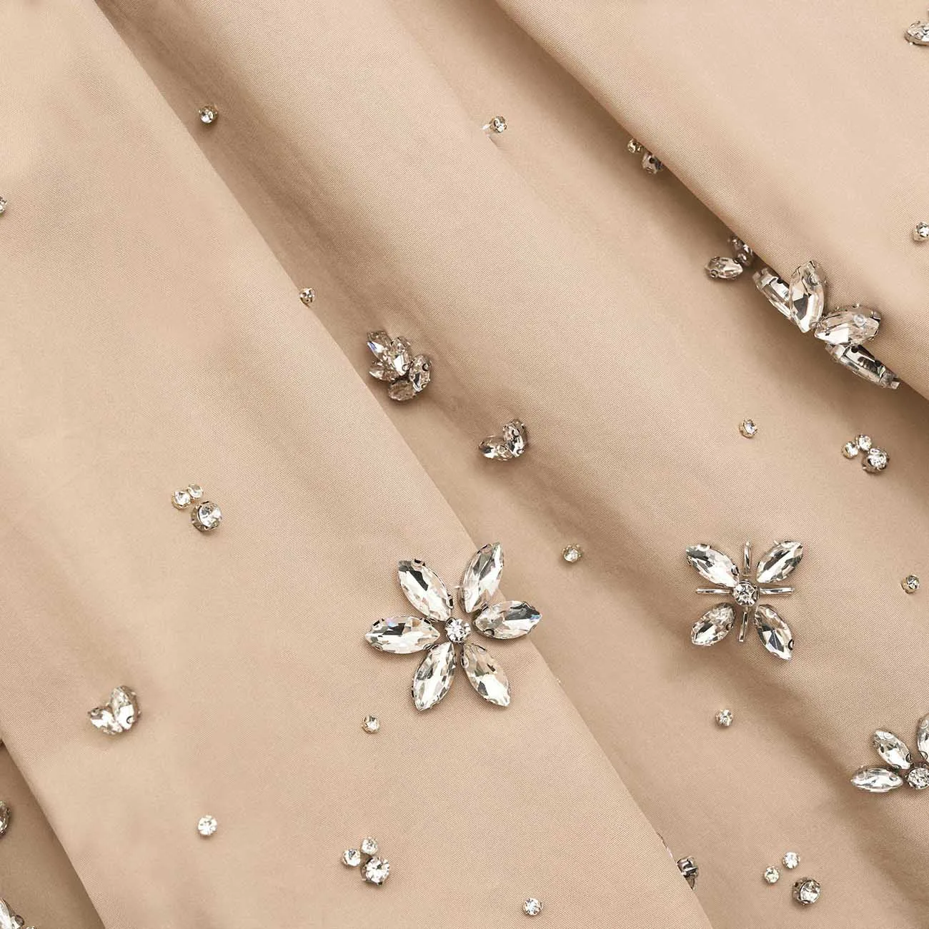 BEIGE COTTON EMBELLISHED MINI SKIRT