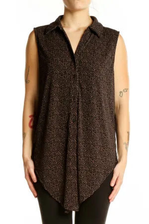 Black Dotted Sleeveless Blouse