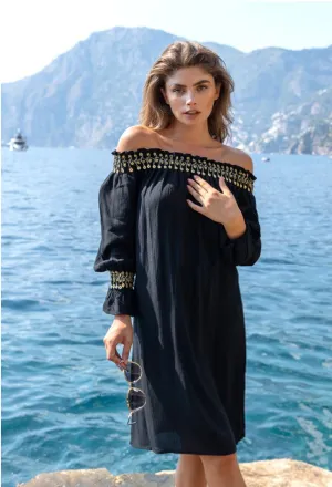 Black off the Shoulder Beach Dress