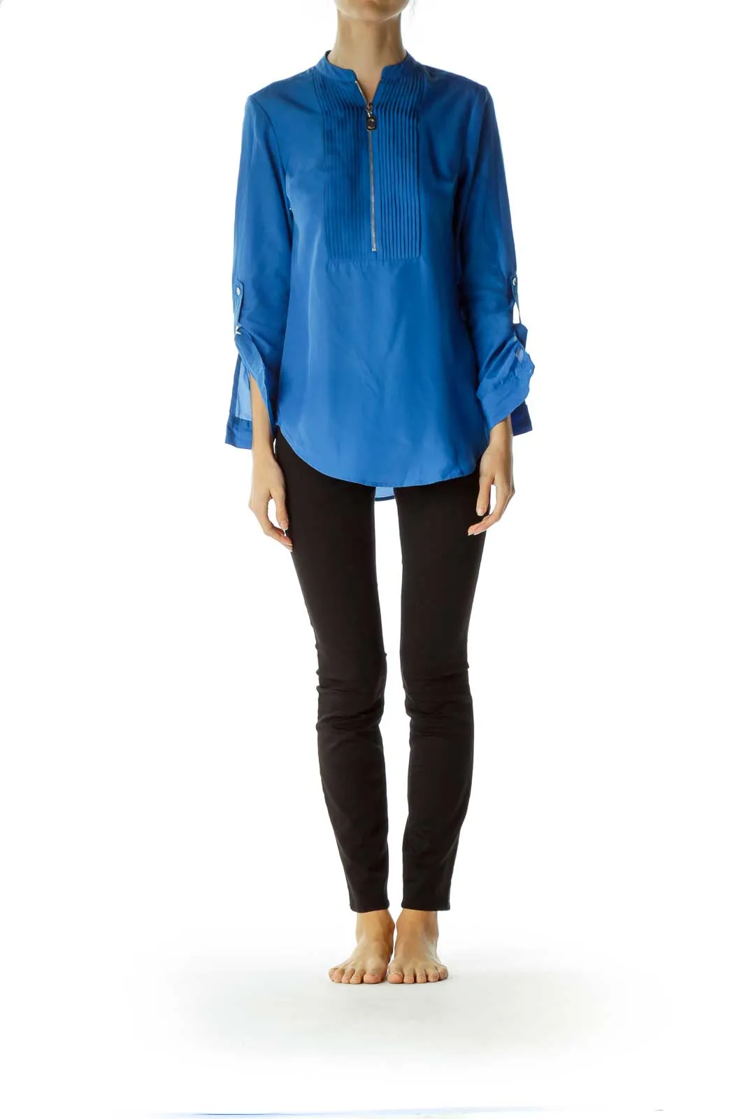 Blue Zippered Blouse