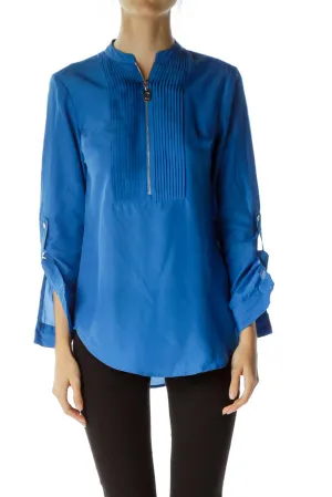 Blue Zippered Blouse