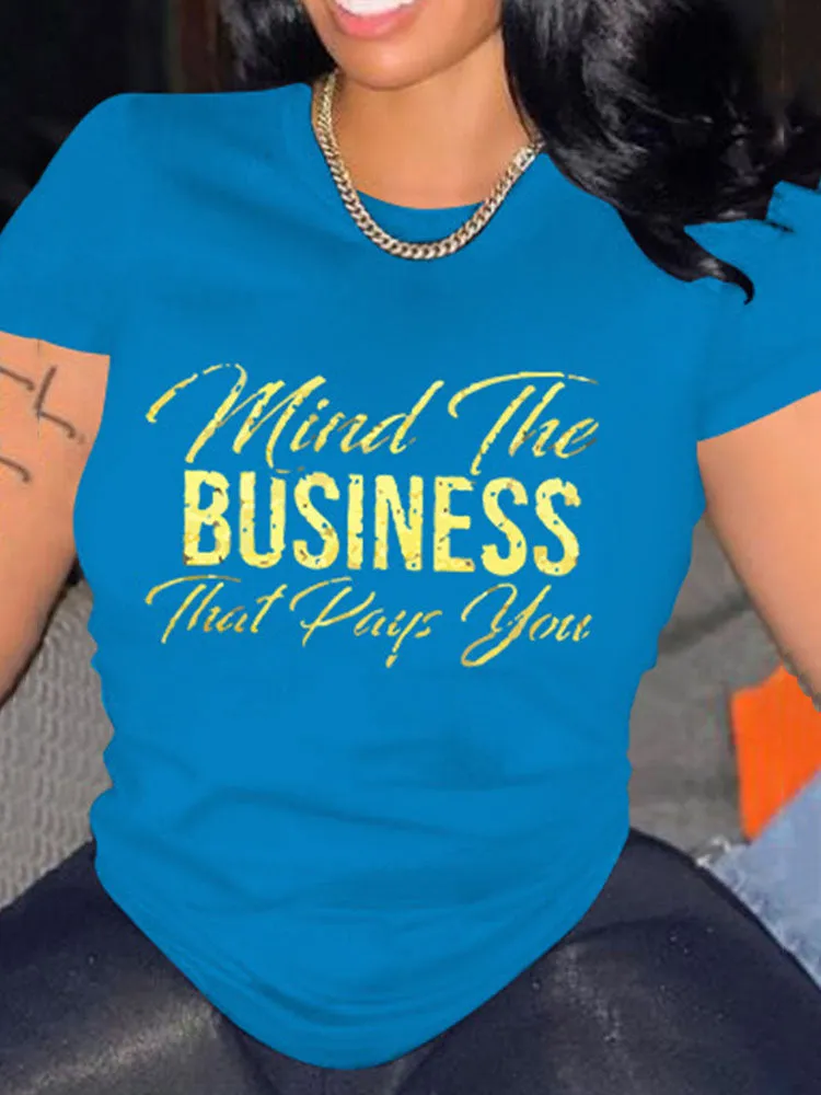 Casual Letter Print O Neck T-Shirts