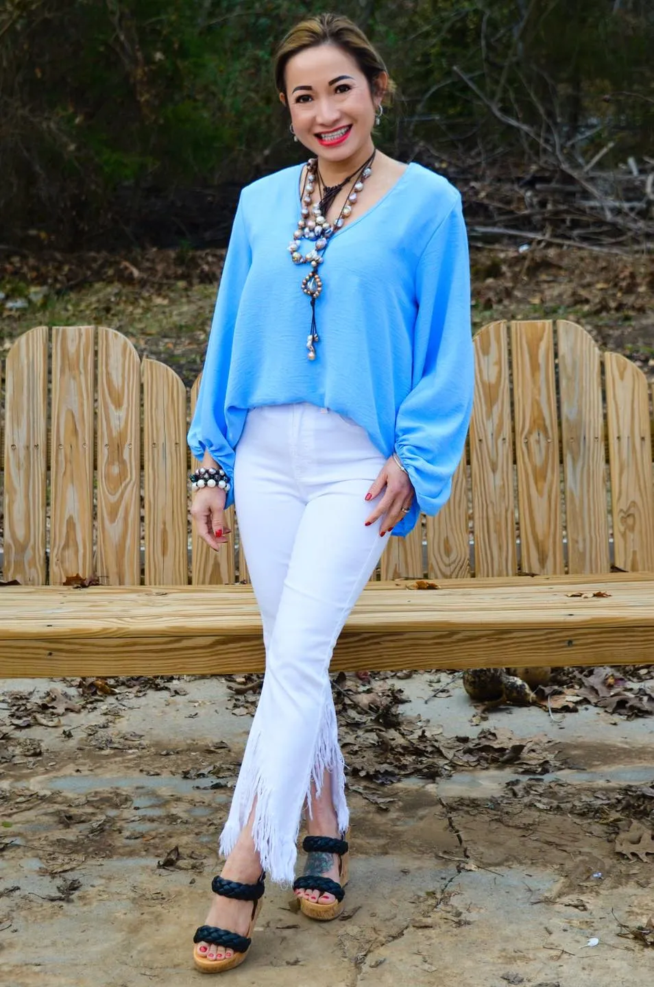 Cello High Rise Crop Flare with Fringe Hem