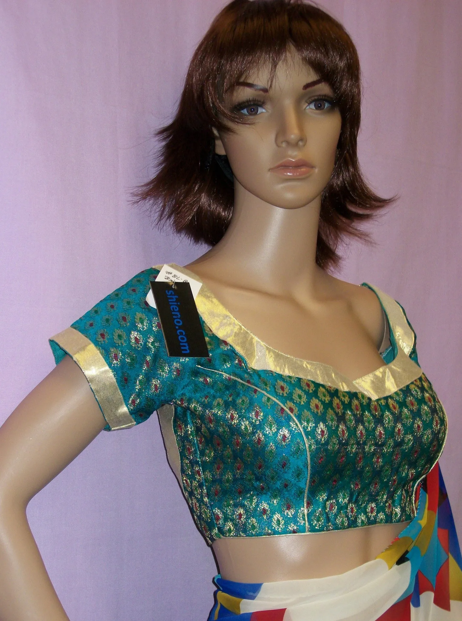 Choli 3741 Green Brocade Saree Blouse S M L Choli Shieno Sarees