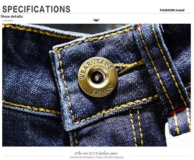 Cross-border Stretch Jeans Men's Ripped Casual Slim Fit Skinny Denim Pants
