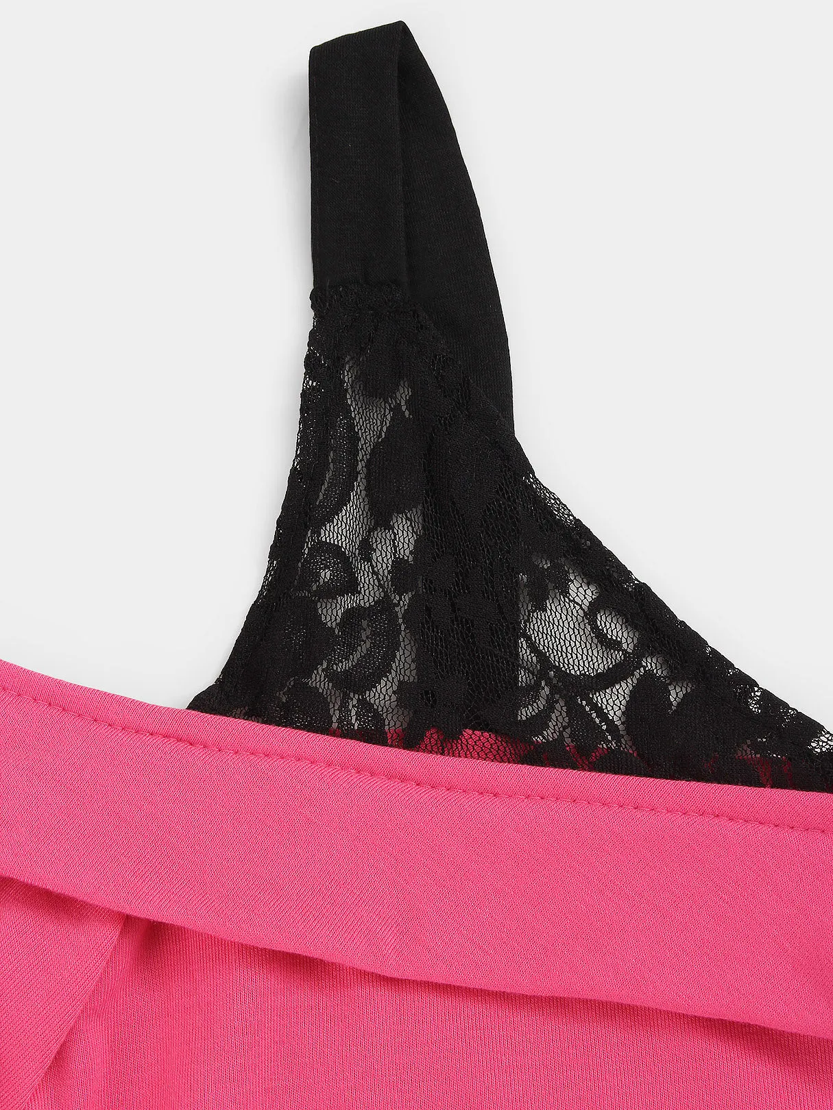 Custom Cold Shoulder Pullover Lace Long Sleeve Pink T-Shirts
