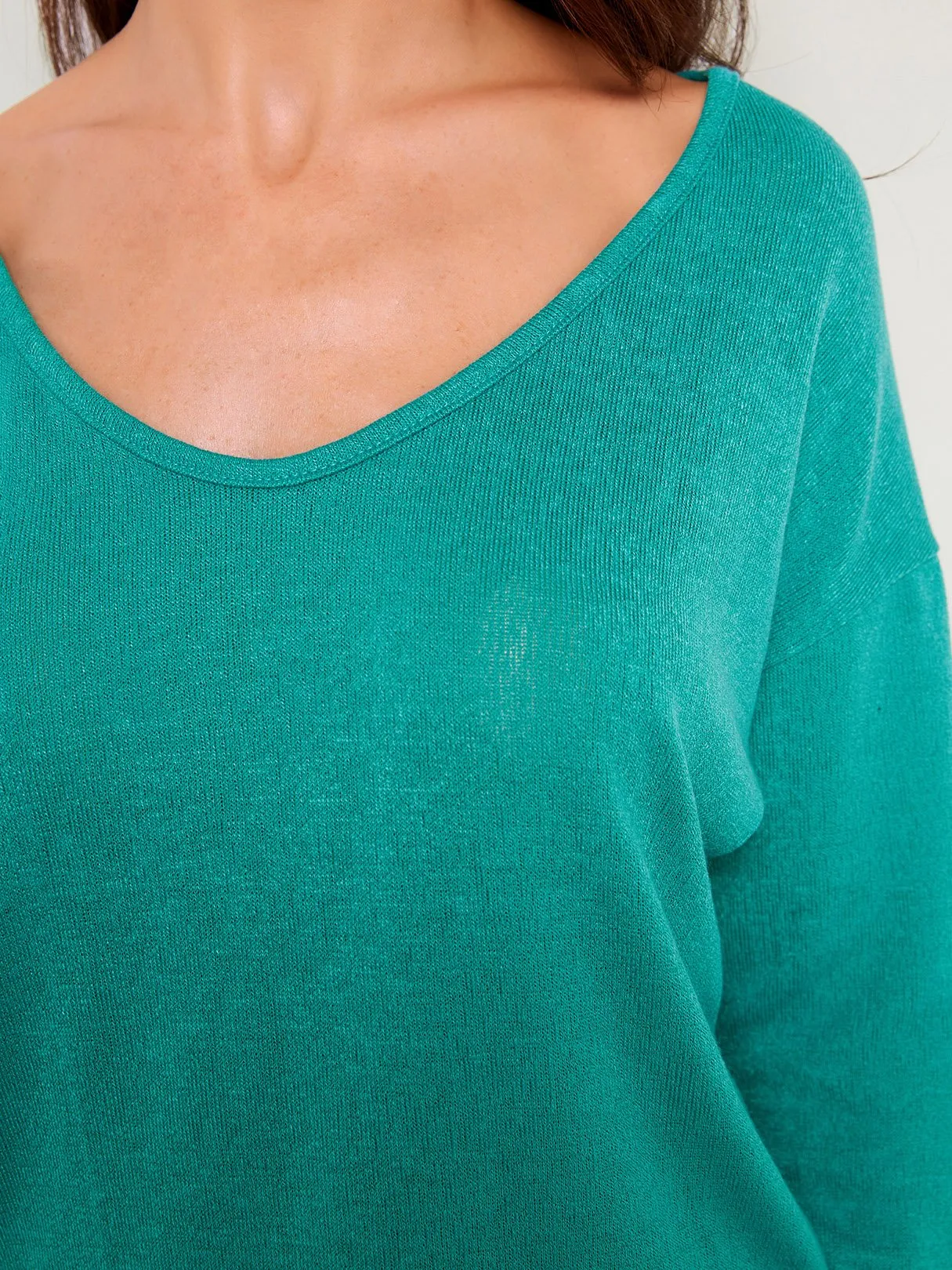Custom Plain V-Neck Long Sleeves Loose T-shirts