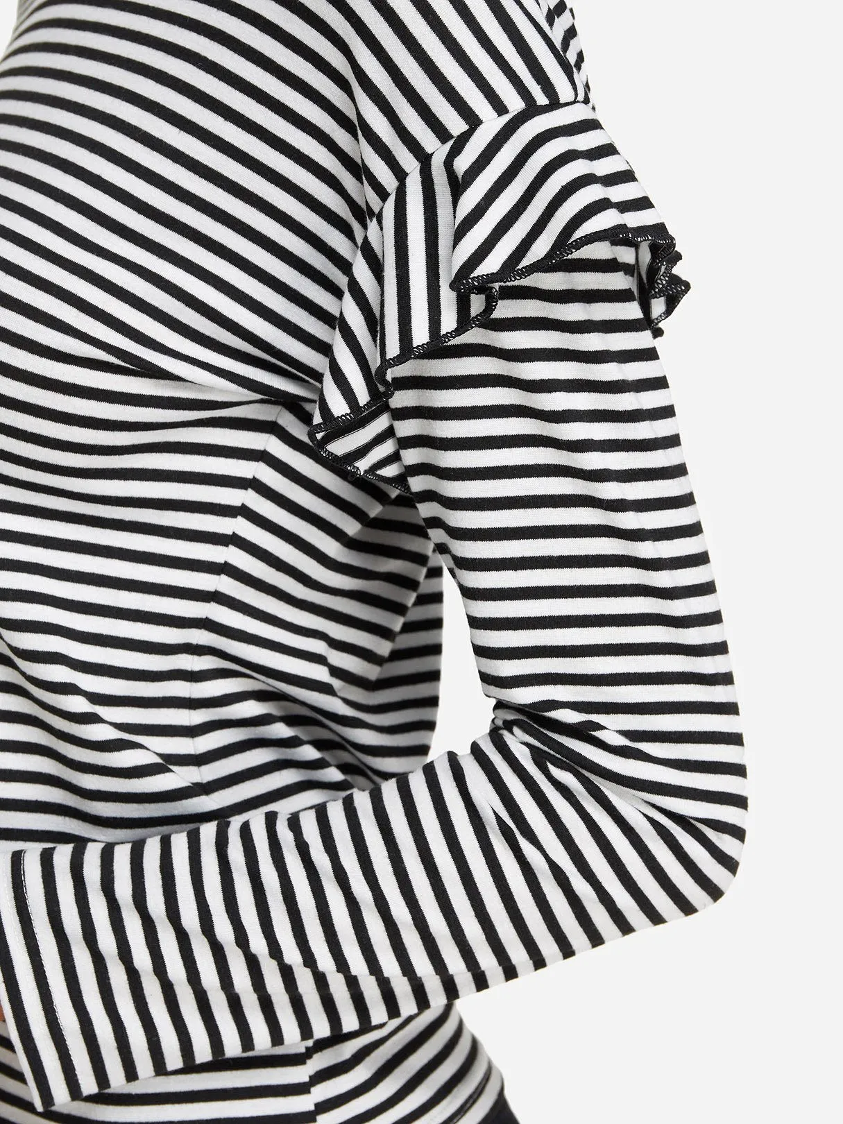 Custom Round Neck Stripe Long Sleeve Black T-Shirts