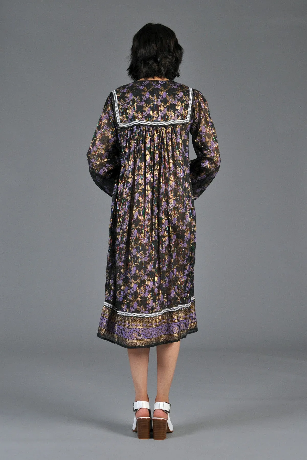 Deadstock 70s Indian Gauze Dress w/Rainbow Lurex