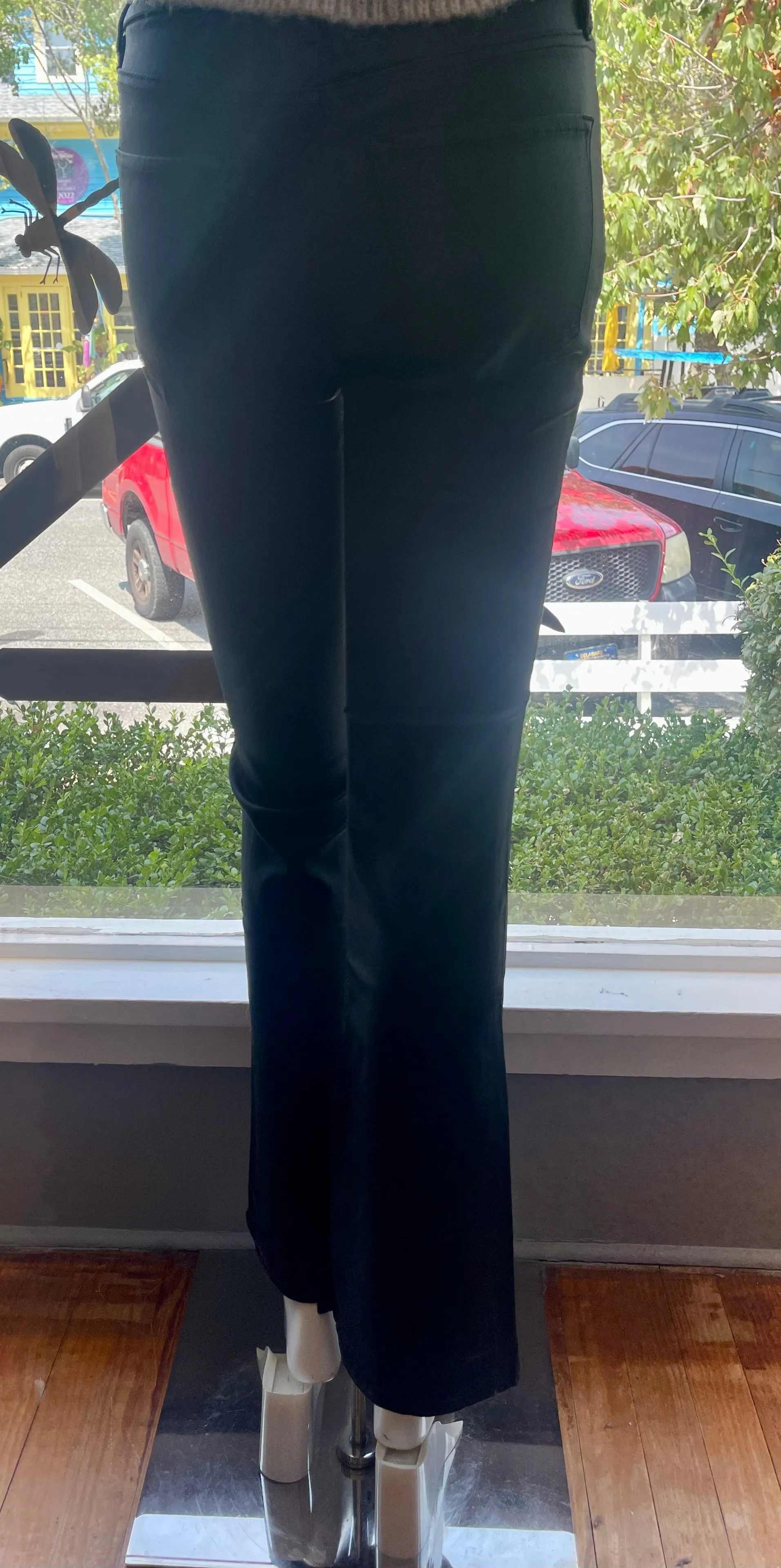Dear John Denim Black Jaxtyn Coated Crop Flare Jean
