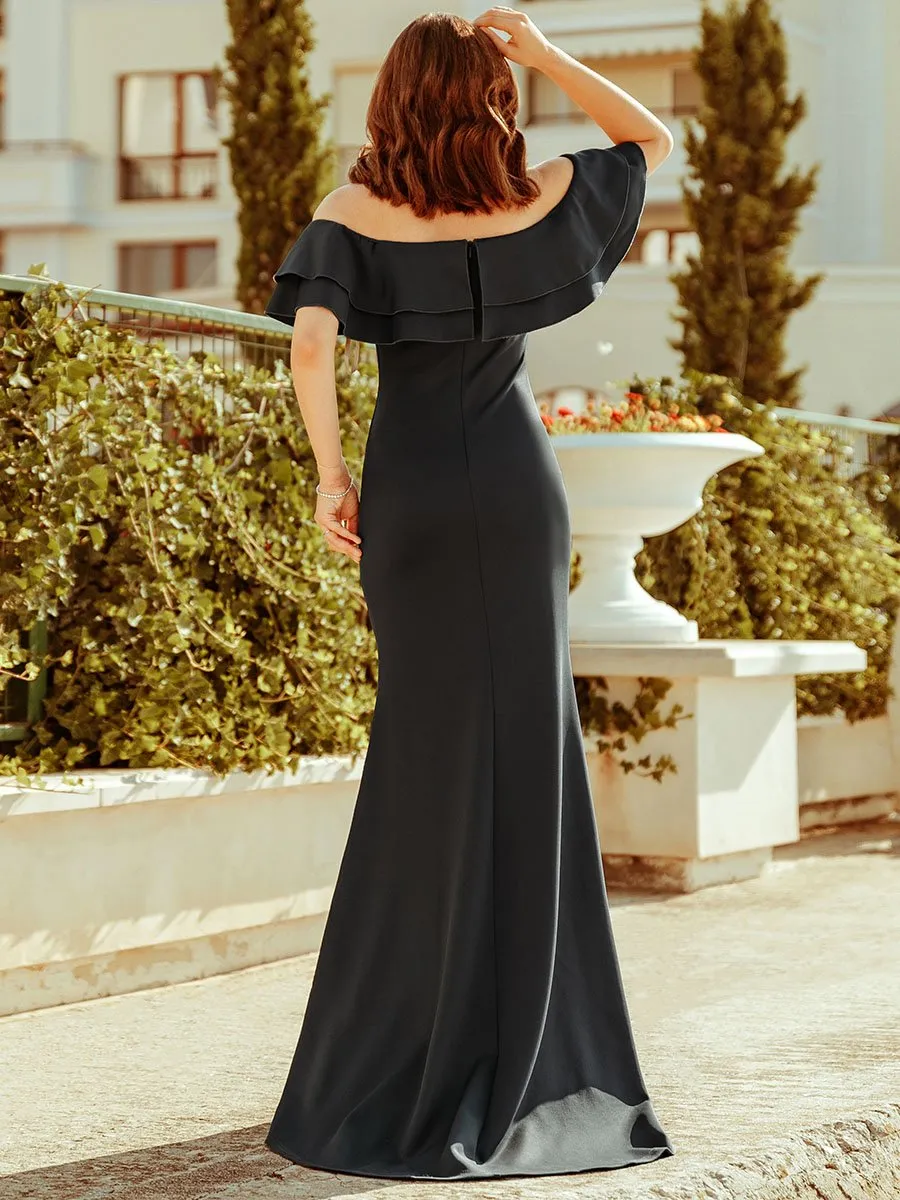 Ever-Pretty Women Off Shoulder Fishtail Lotus Leaf Evening Dresses with Short Sleeve EP00853