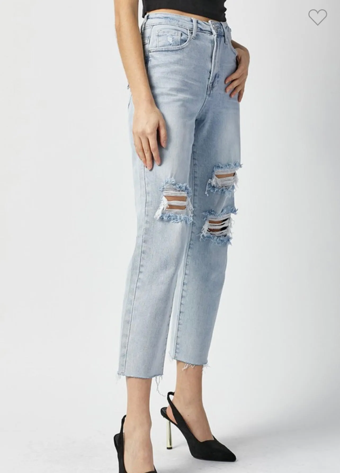 Flap Pocket Stretch Boyfriend Jeans