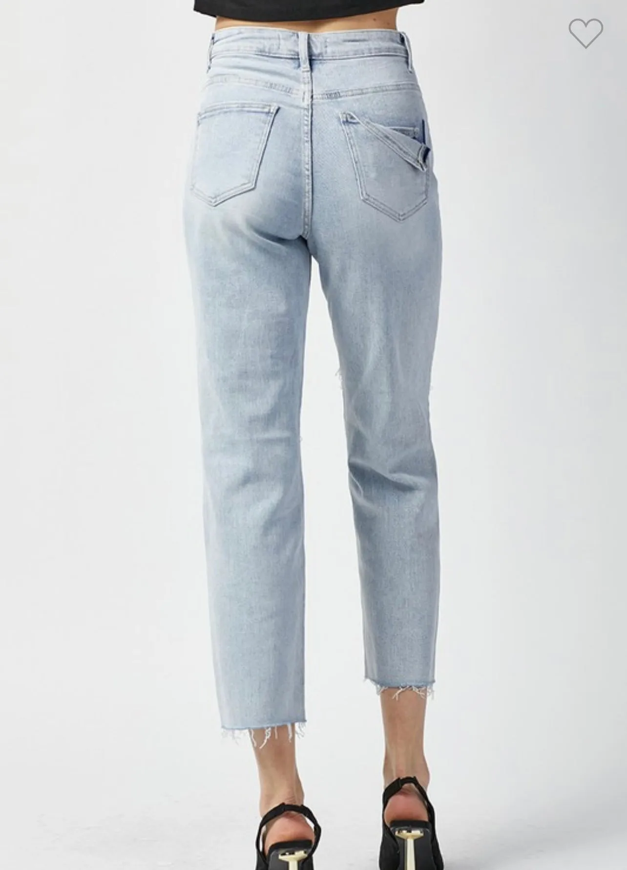 Flap Pocket Stretch Boyfriend Jeans