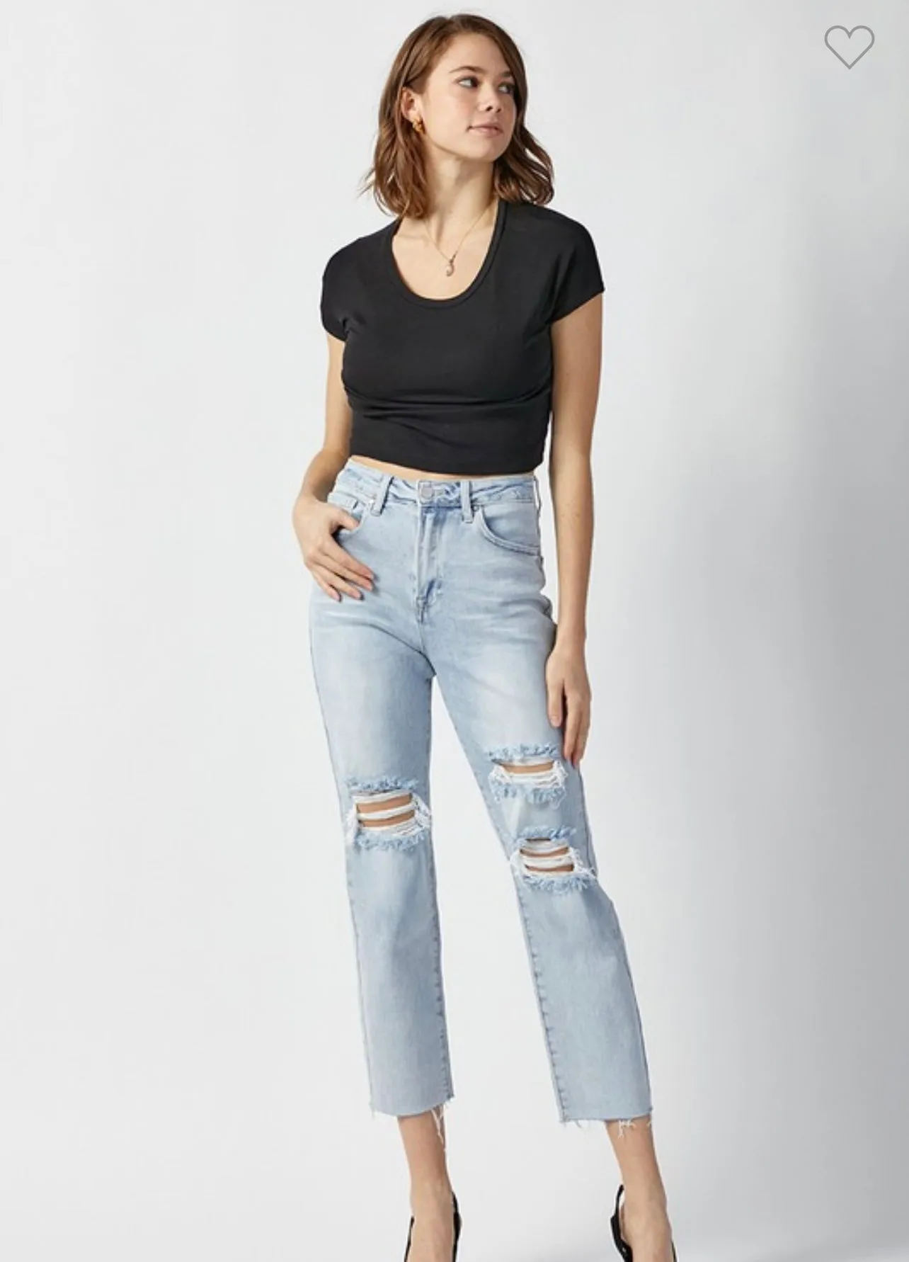 Flap Pocket Stretch Boyfriend Jeans