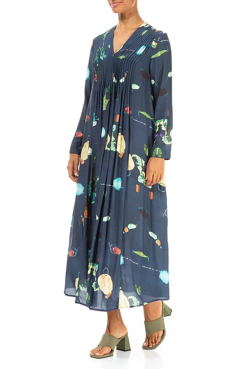Front Tucks FairyTale Print Silk Bamboo Dress