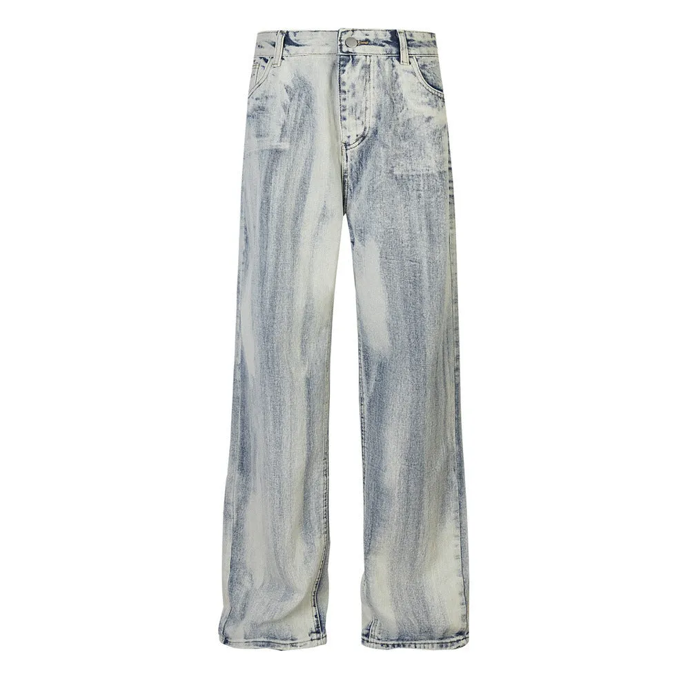 Gradient Denim Straight-leg Trousers Men And Women