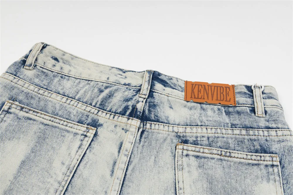 Gradient Denim Straight-leg Trousers Men And Women