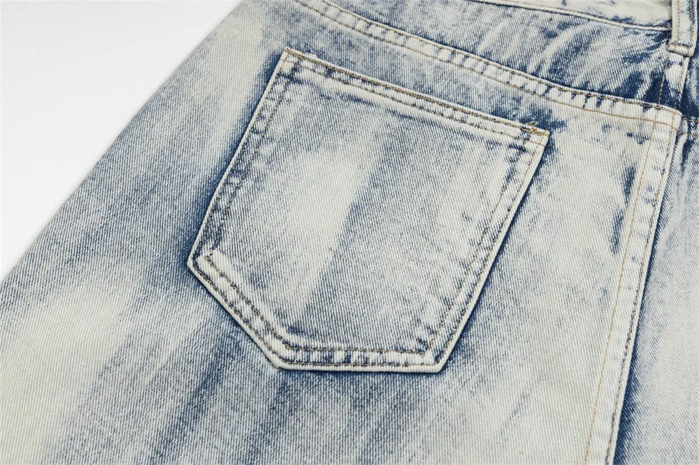 Gradient Denim Straight-leg Trousers Men And Women