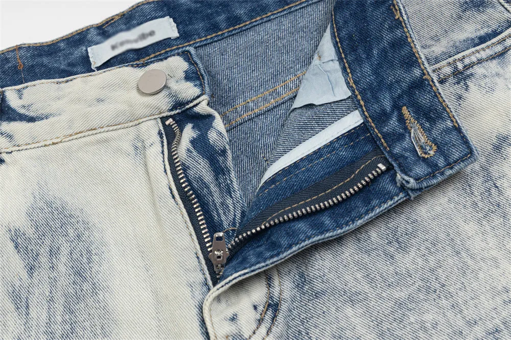 Gradient Denim Straight-leg Trousers Men And Women