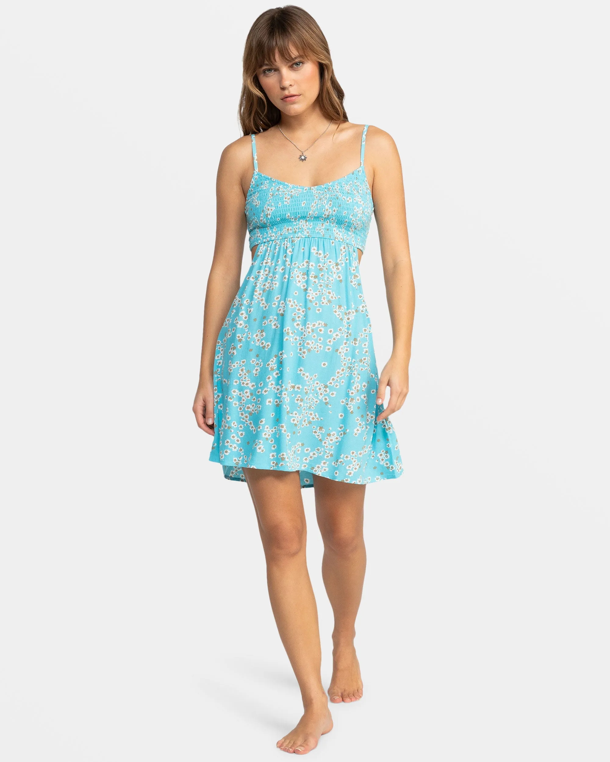 Hot Tropics Flowy Mini Dress - Maui Blue Margarita