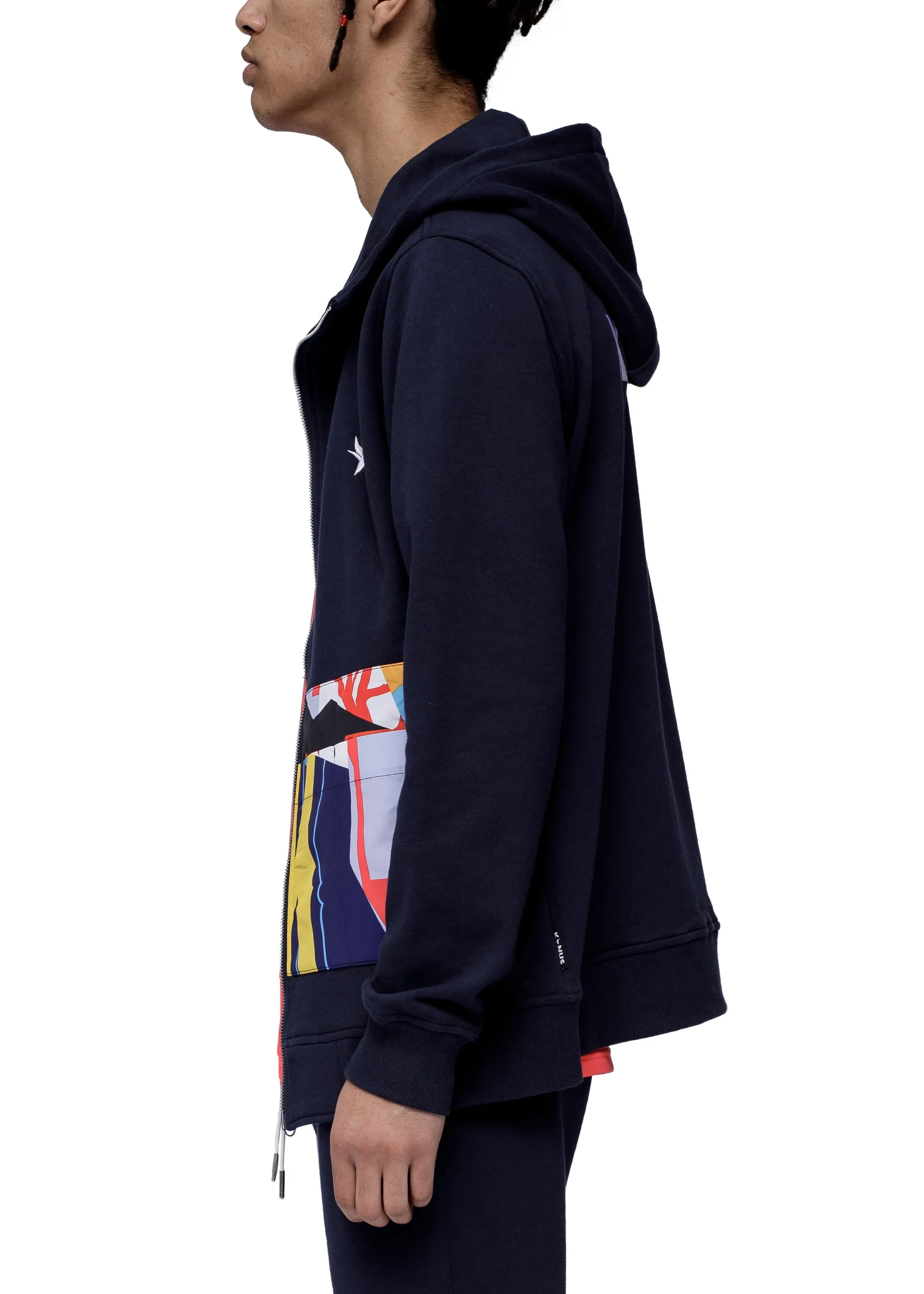 Konus Men's Pocket Zip up Hoodie in Navy
