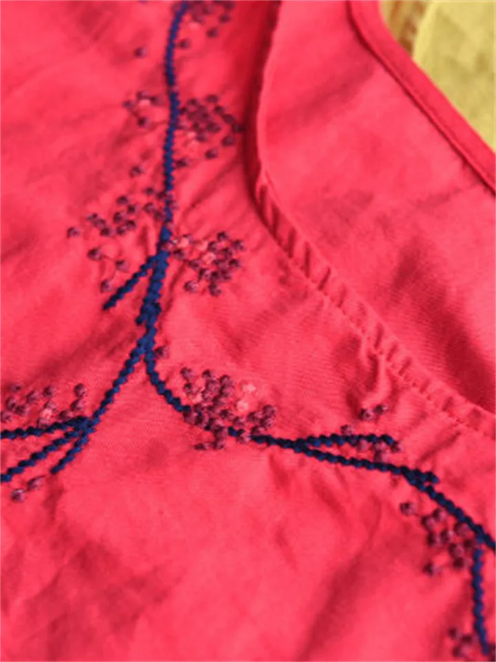 Loose Casual Floral Embroidered T-Shirts