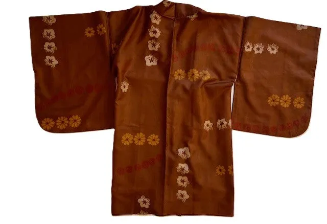 Luxurious Silk Haori Kimono Top. Soft, Supple, and Flattering (Bronze)