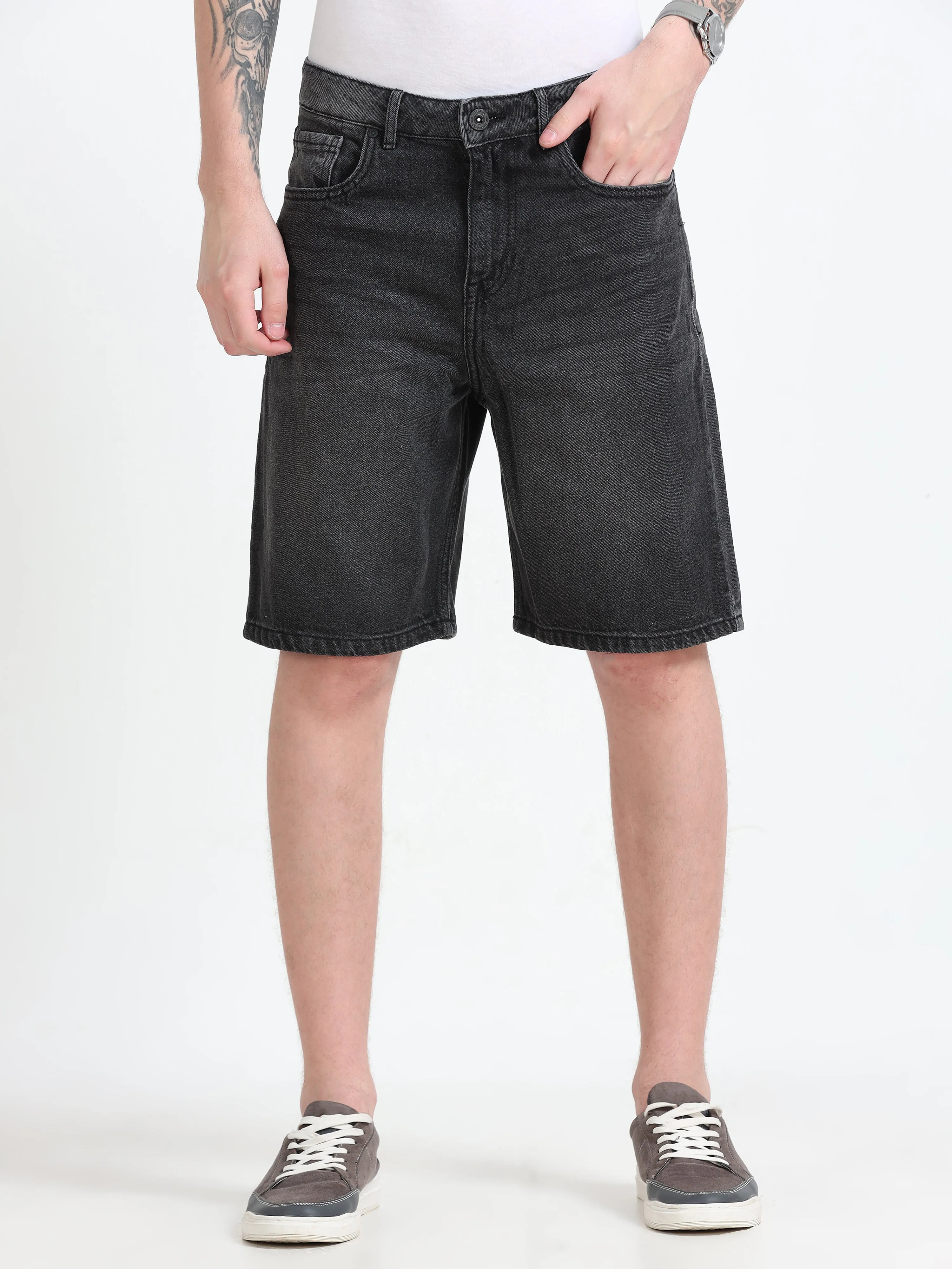 Marlowe - Relaxed Denim Shorts - Gray