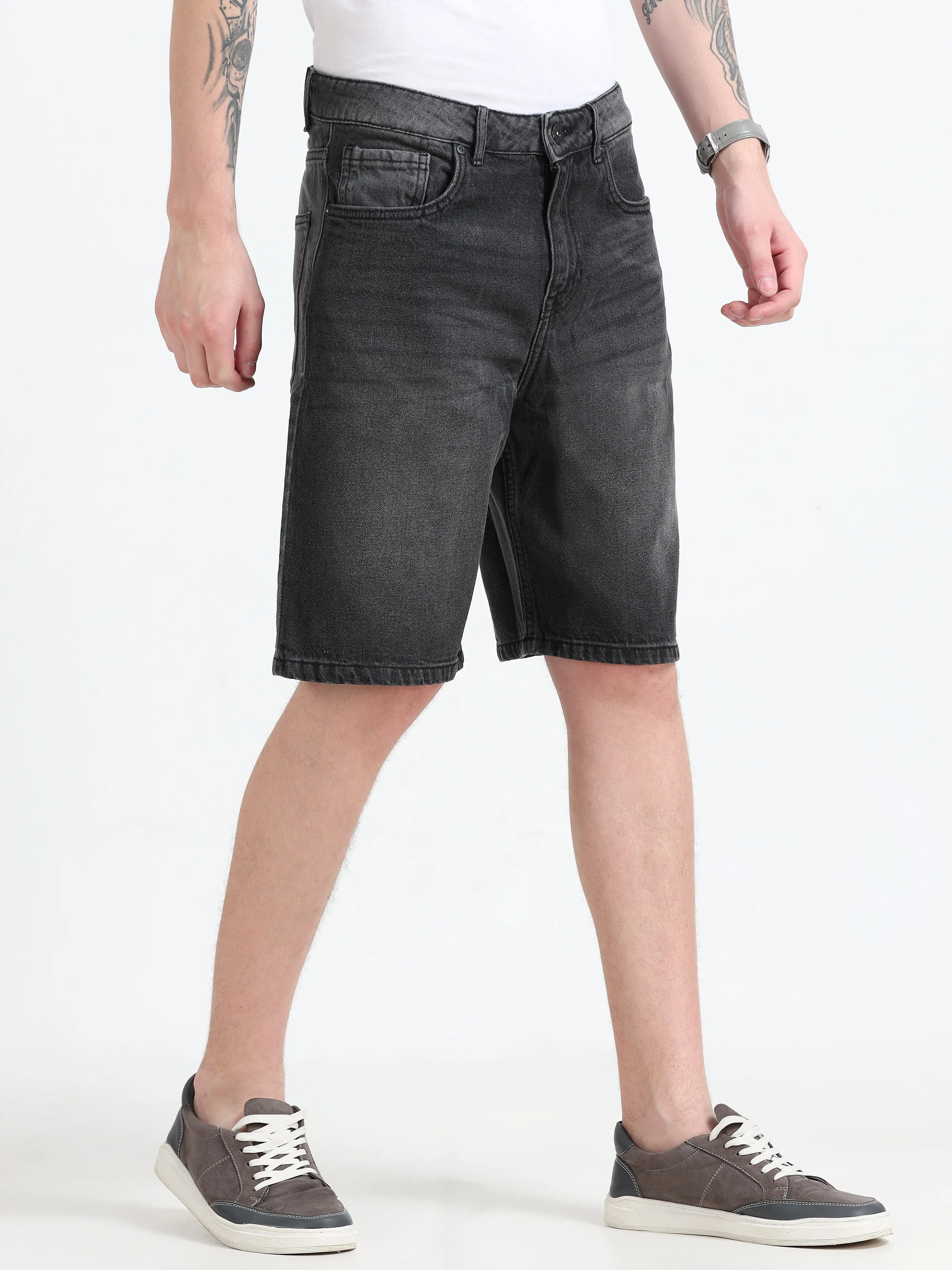 Marlowe - Relaxed Denim Shorts - Gray