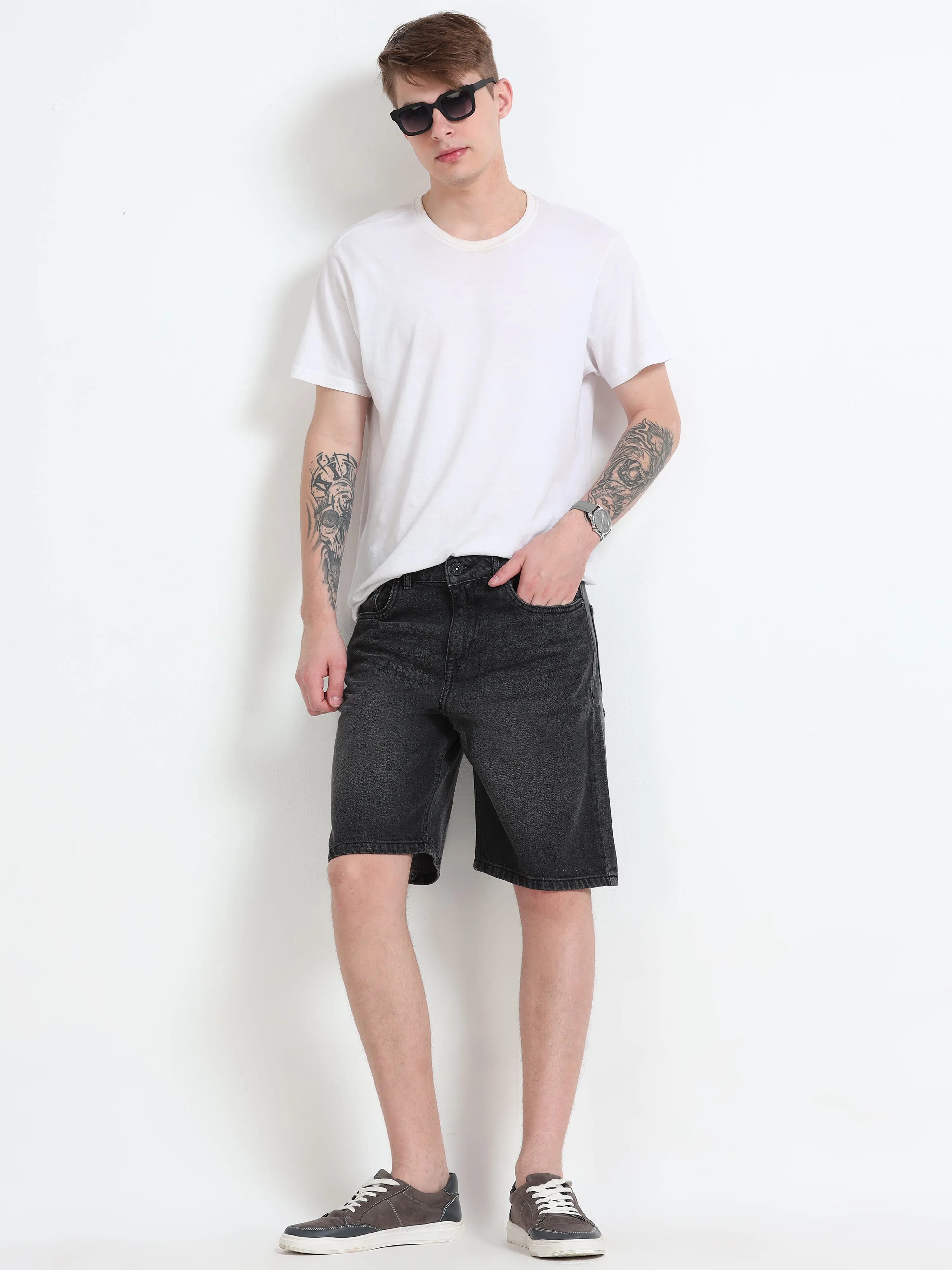 Marlowe - Relaxed Denim Shorts - Gray