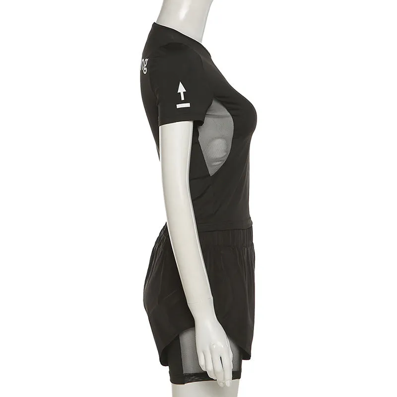 MB FASHION BLACK T SHIRT AND SHORTS SET 3317R