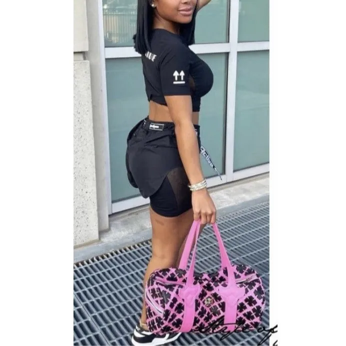 MB FASHION BLACK T SHIRT AND SHORTS SET 3317R