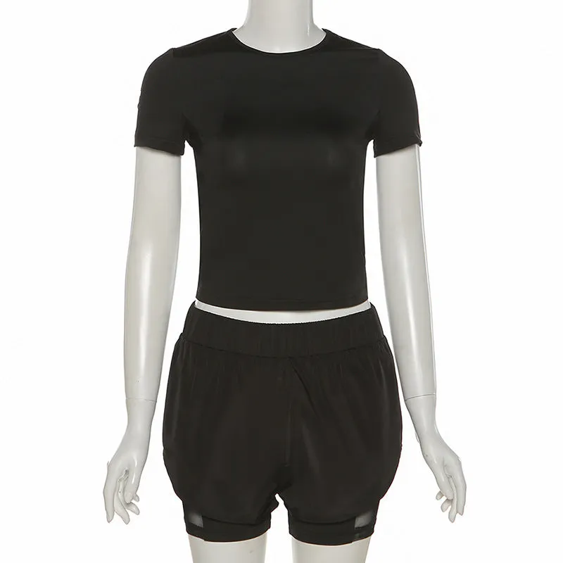 MB FASHION BLACK T SHIRT AND SHORTS SET 3317R