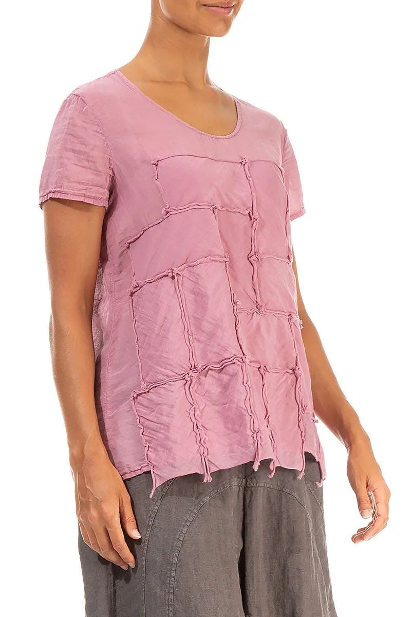 Patch Décor Mauve Taupe Silk Cotton Blouse