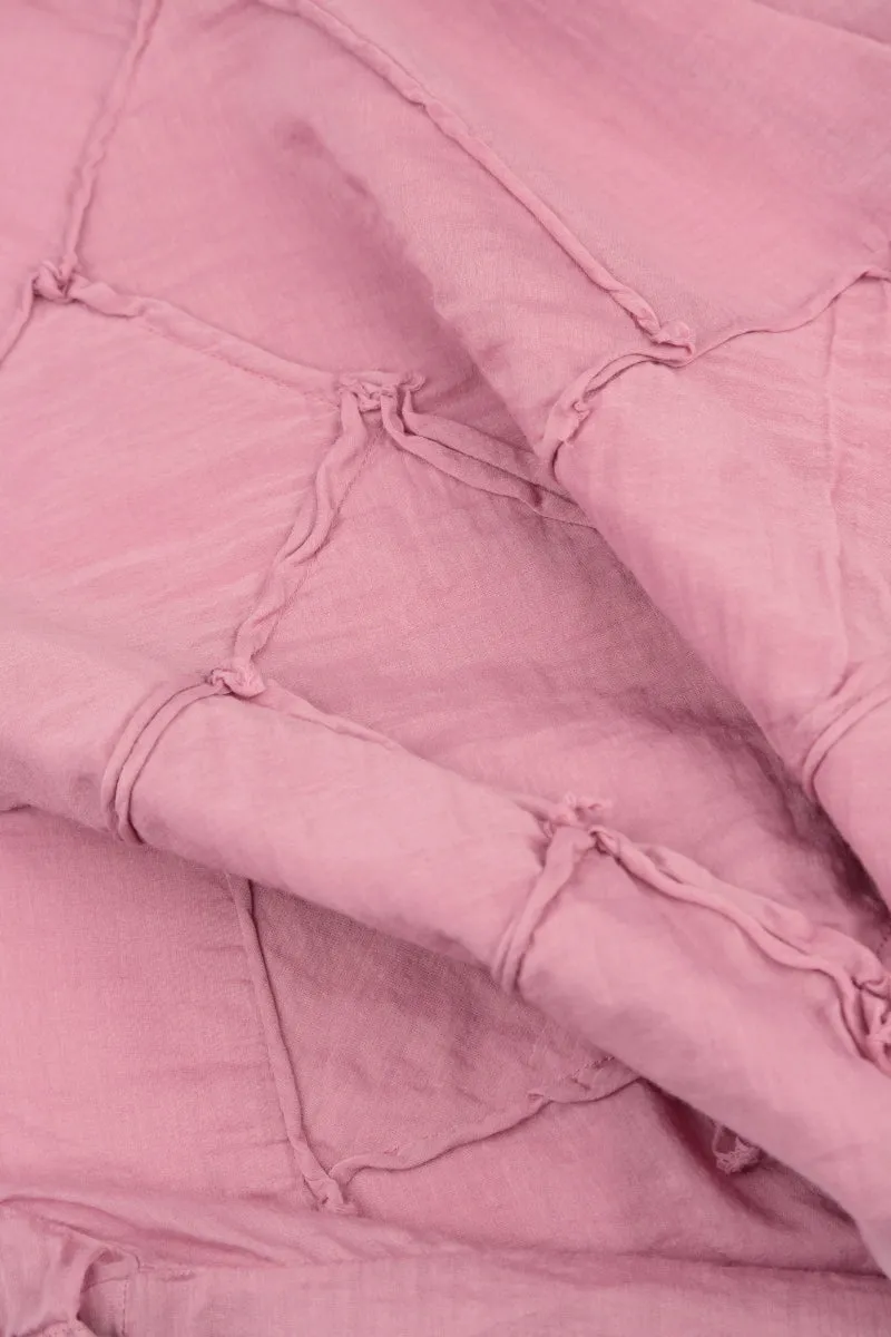 Patch Décor Mauve Taupe Silk Cotton Blouse