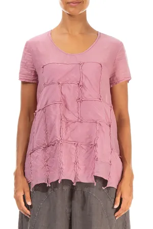 Patch Décor Mauve Taupe Silk Cotton Blouse
