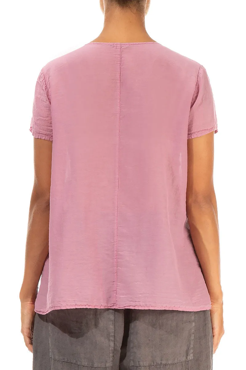 Patch Décor Mauve Taupe Silk Cotton Blouse