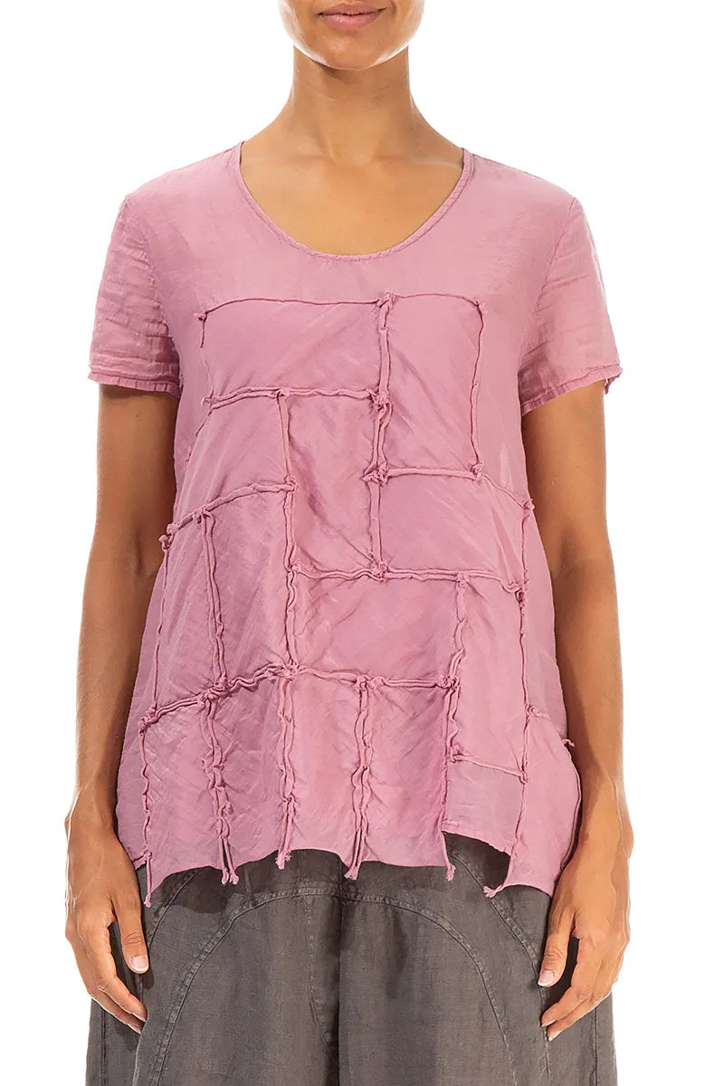 Patch Décor Mauve Taupe Silk Cotton Blouse
