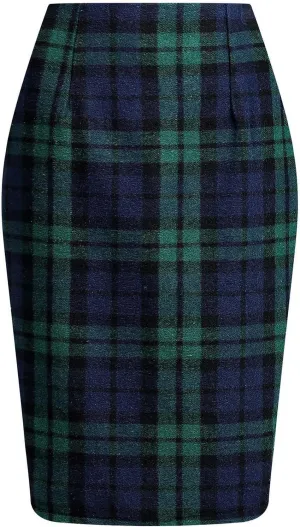 Pencil Pull-On Skirts for Women Plaid Slimming Midi Skirts Fashion Ruched Bodycon Skirt 2024 Trendy Fall Skirt
