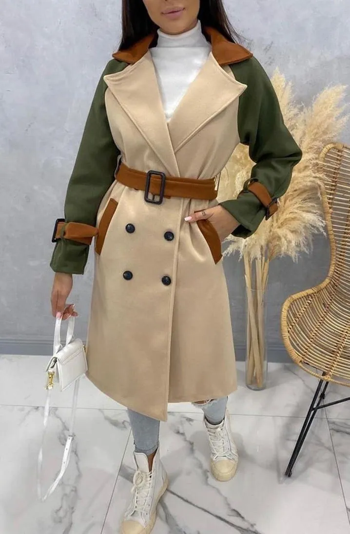 PHOENIX CONTRAST BELTED LONGLINE COAT
