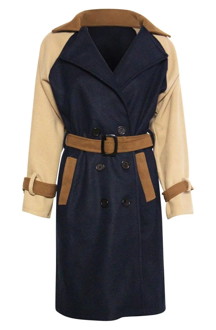 PHOENIX CONTRAST BELTED LONGLINE COAT