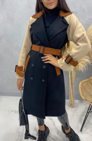 PHOENIX CONTRAST BELTED LONGLINE COAT
